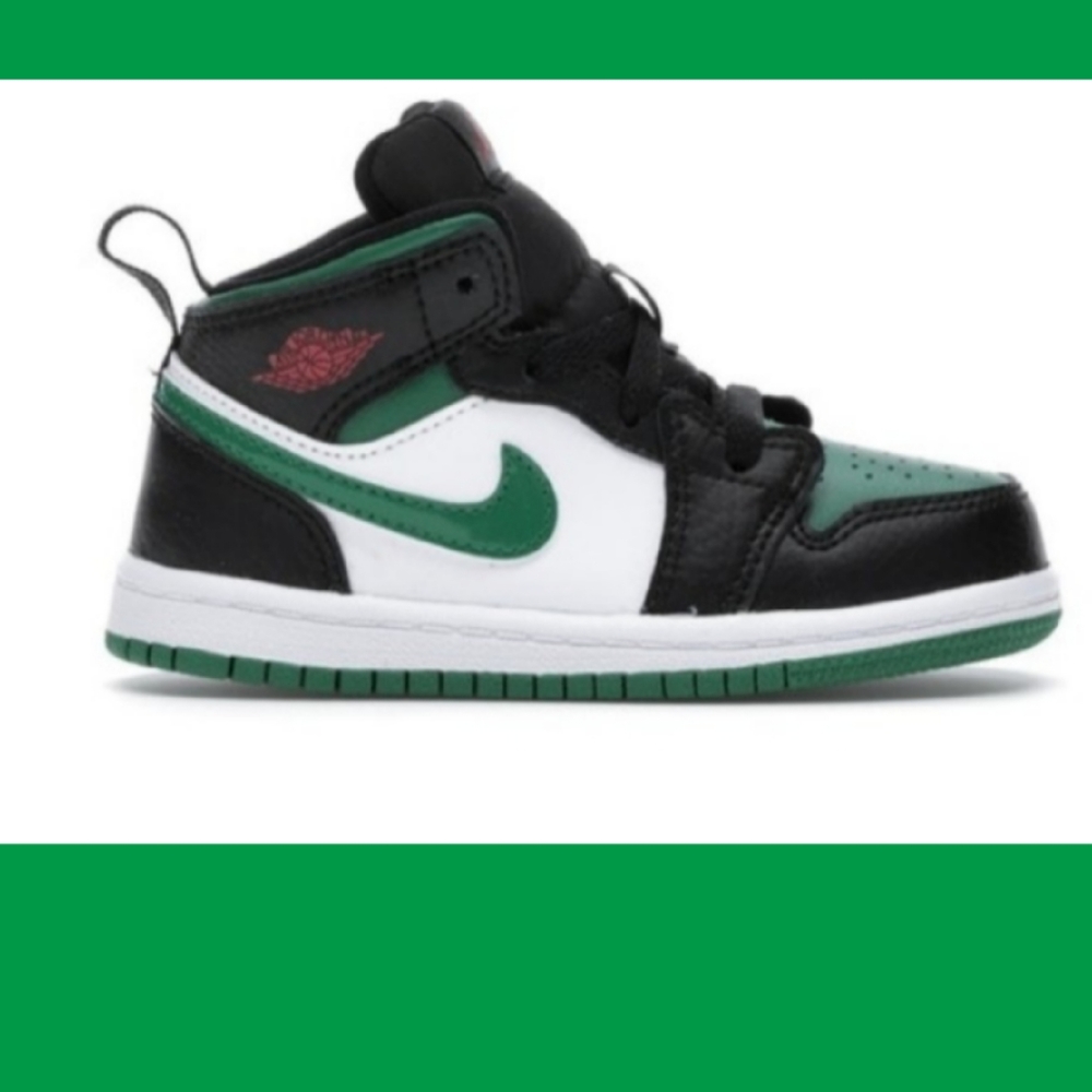 JORDAN AIR JORDAN 1 MID GREEN TODDLER SIZE 6C - Picture 1 of 7